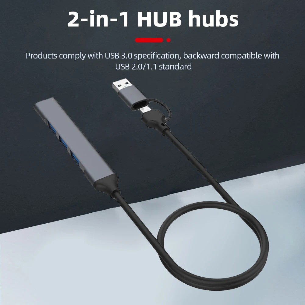 USB 3.0 Hub Multi Splitter Adapter High Speed Transmission Plug and Play for PC Computer Portable USB Hub Expander 4/7 Ports