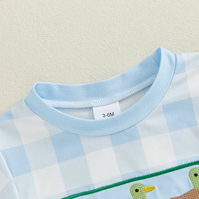 Infant Baby Boy Mallard Duck Clothes Summer Short Sleeve Romper Newborn Country Boy Farm Outfit 5
