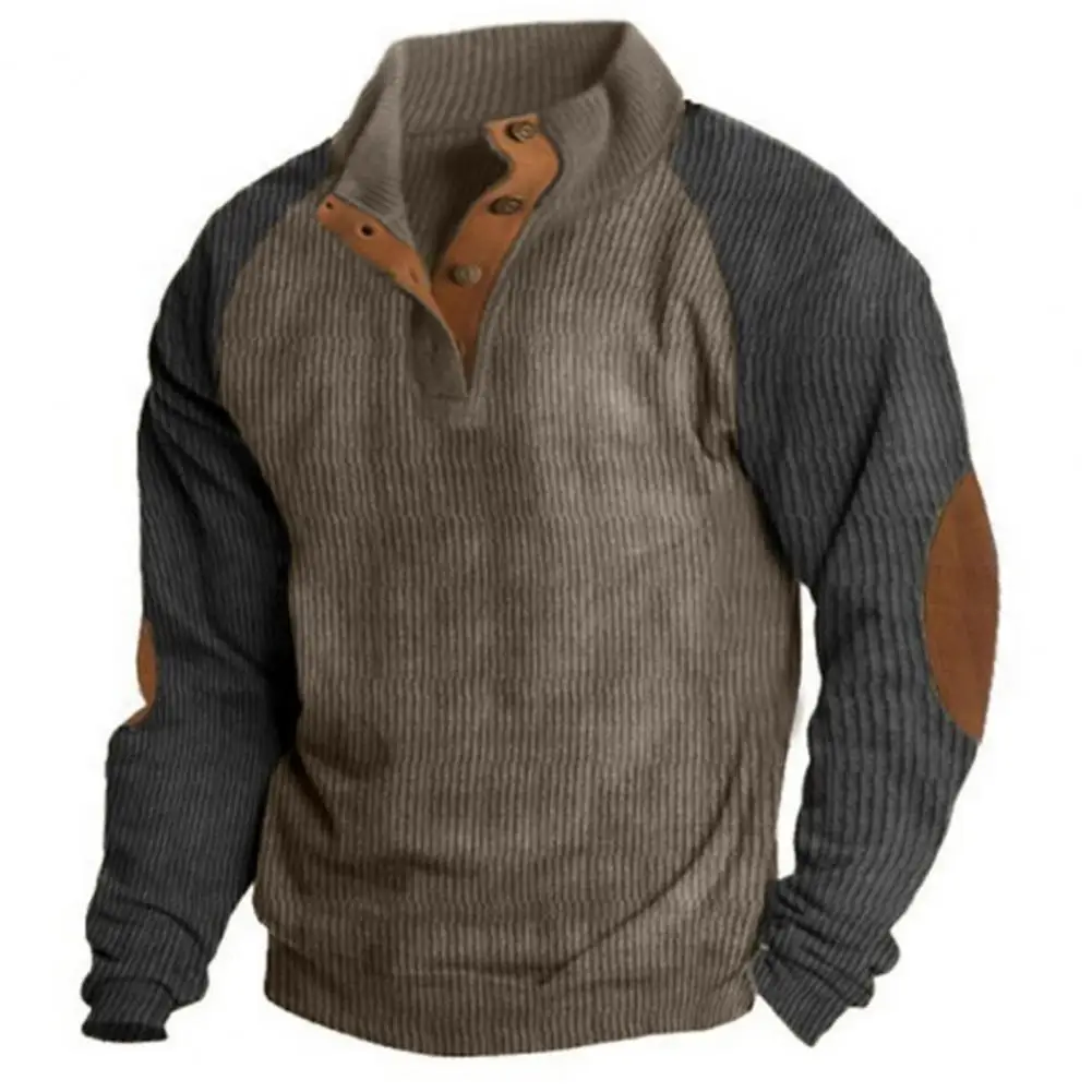 

Свитшот с воротником-стойкой, винтажный полосатый Мужской пуловер с воротником-стойкой и длинным рукавом, мягкий стильный цветной свитшот для осени и зимы