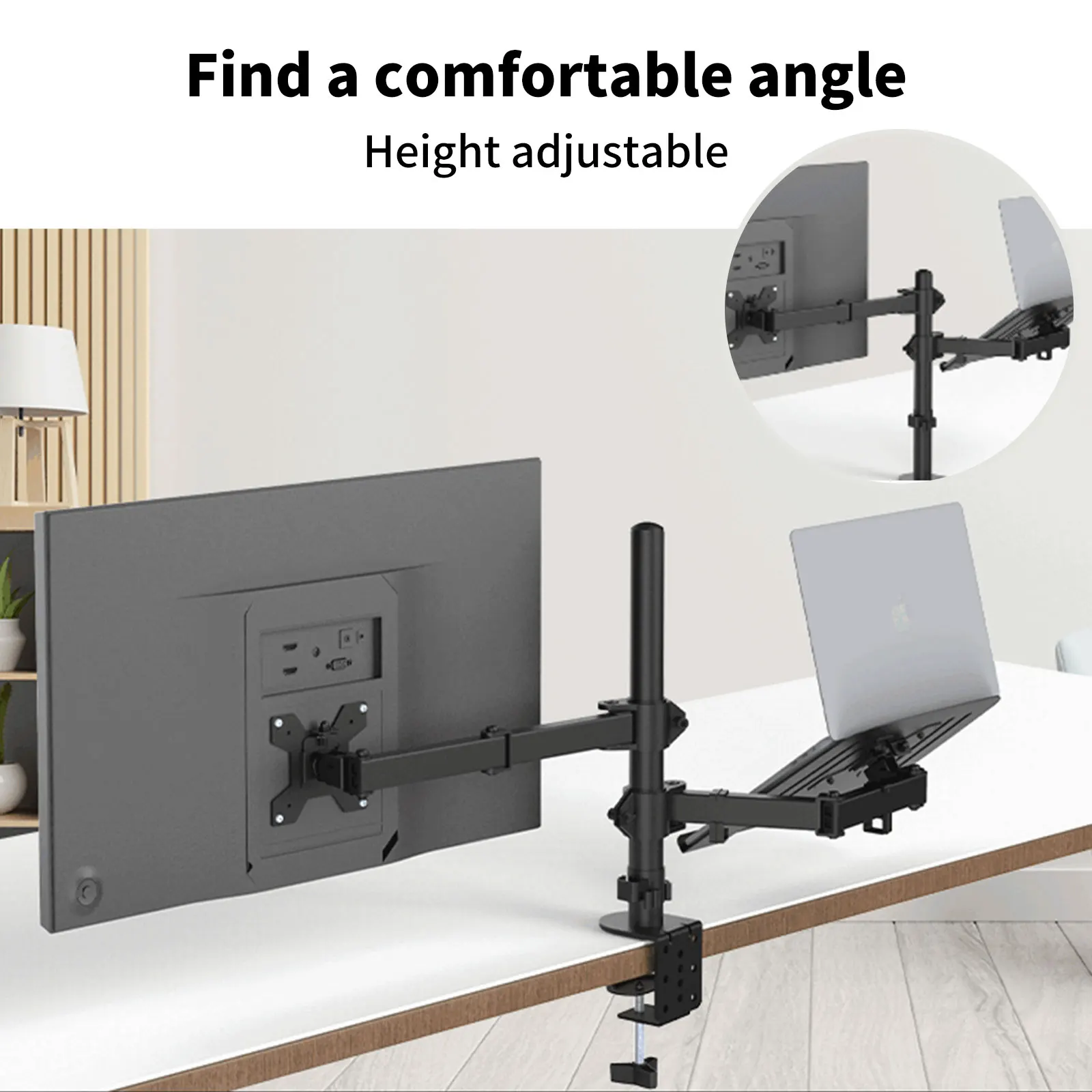 Dual-Monitorhalterung für 13′′–27′′ Bildschirme, verstellbarer Dual-Monitorständer, mit 180 ° Drehbar, neigbar, 360° ° Rotation für das Home Office – Detail 8