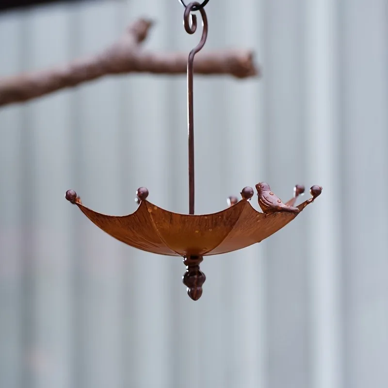Iron Bird Feeder Umbrella Design Outdoor Hanging Decoration for Garden Patio Bird Lovers