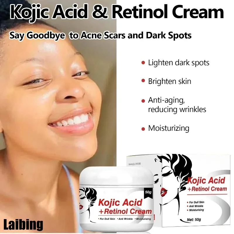 

Whitening Retinol Cream Women Fade Dark Spots Kojic Acid Cream Anti Aging Brightening Freckles Emulsion Remove Acne Facial Care