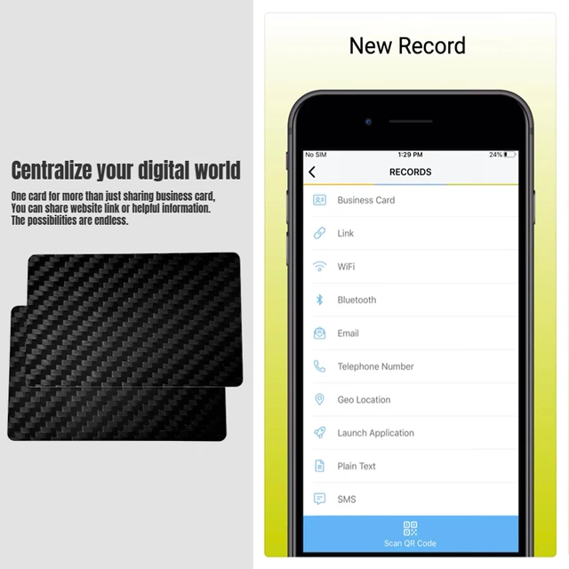 5Pcs NFC Carbon Fiber Card NFC Business Card Fast Reading Ntag 215 Smart Name Card Digital Business Card Social Recognition Card 5