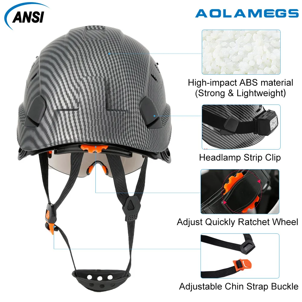 Advanced Safety Helmet With Built In Visor For Construction Engineer ABS Hard Hat ANSI Industrial Work Cap Riding Protection CE