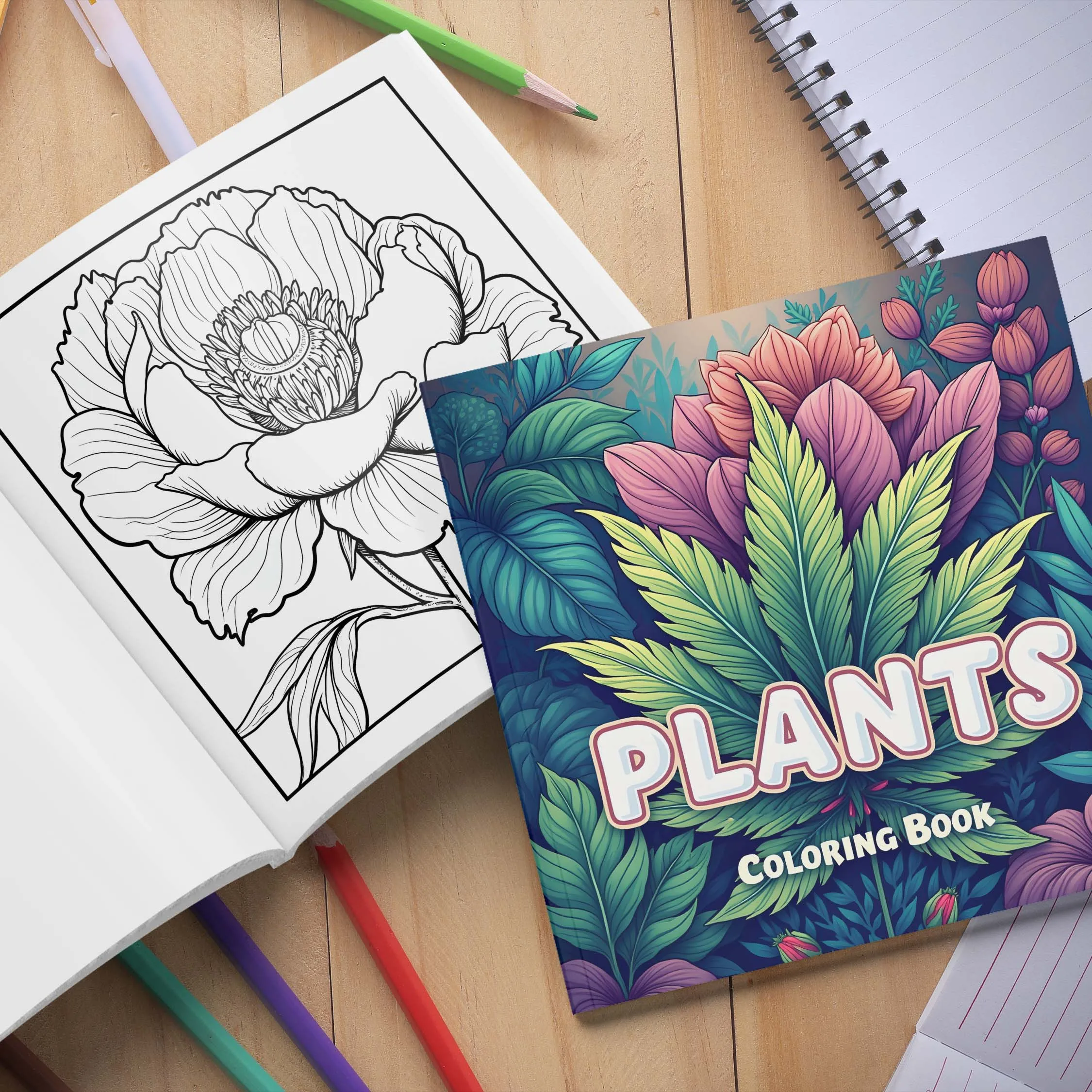 Plants Coloring Book Featuring Plants Flowers for Adults and Teens 24 Page Graffiti Painting Drawing Book Relieve Stress 4