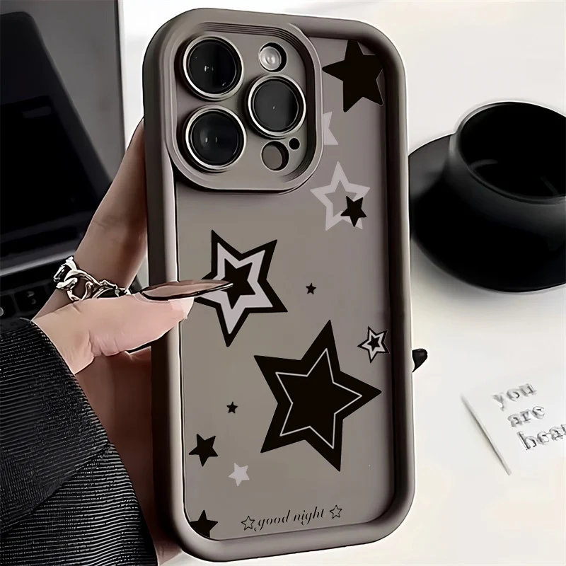 Chic Soft Silicone Phone Case with Cute Pink Stars Design
