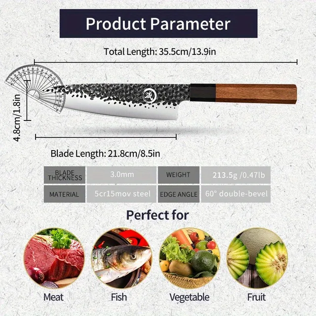 Couteau à sashimi tranchant, couteau de chef, couteau de cuisine à sushi, couteau à saumon, couteau à fruits, couteau polyvalent pour la cuisine, 1 PC 6