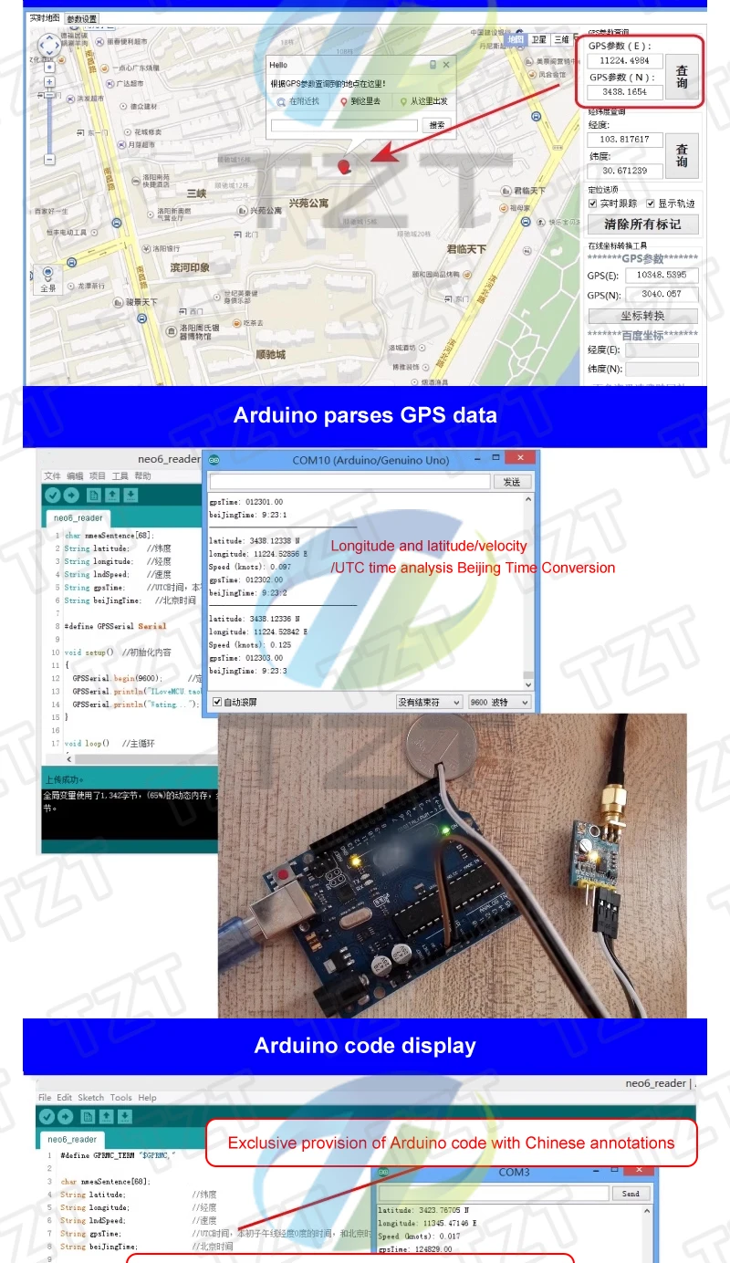 TZT NEO-6M NEO-7M NEO-8M NEO-9M GY-NEO6MV2 GY-NEO7MV2 GY-NEO8MV2 GPS-Modul mit Flight Control EEPROM MWC APM2.5 Große Antenne – Detail 3