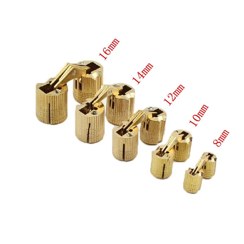 4Pcs 8 Millimetri-16 Millimetri Di Rame Barile Cerniere Cilindrico Nascosta Scomparsa Invisibile Porta In Ottone Cerniere Per Ferramenta Per Mobili