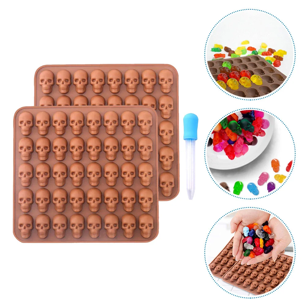 

Skull Gummy Candy Molds Silicone 40 Cavity Skull Mold Dropper Chocolate Fondant Candy Biscuits Cookie Jelly Dog Treats Ice