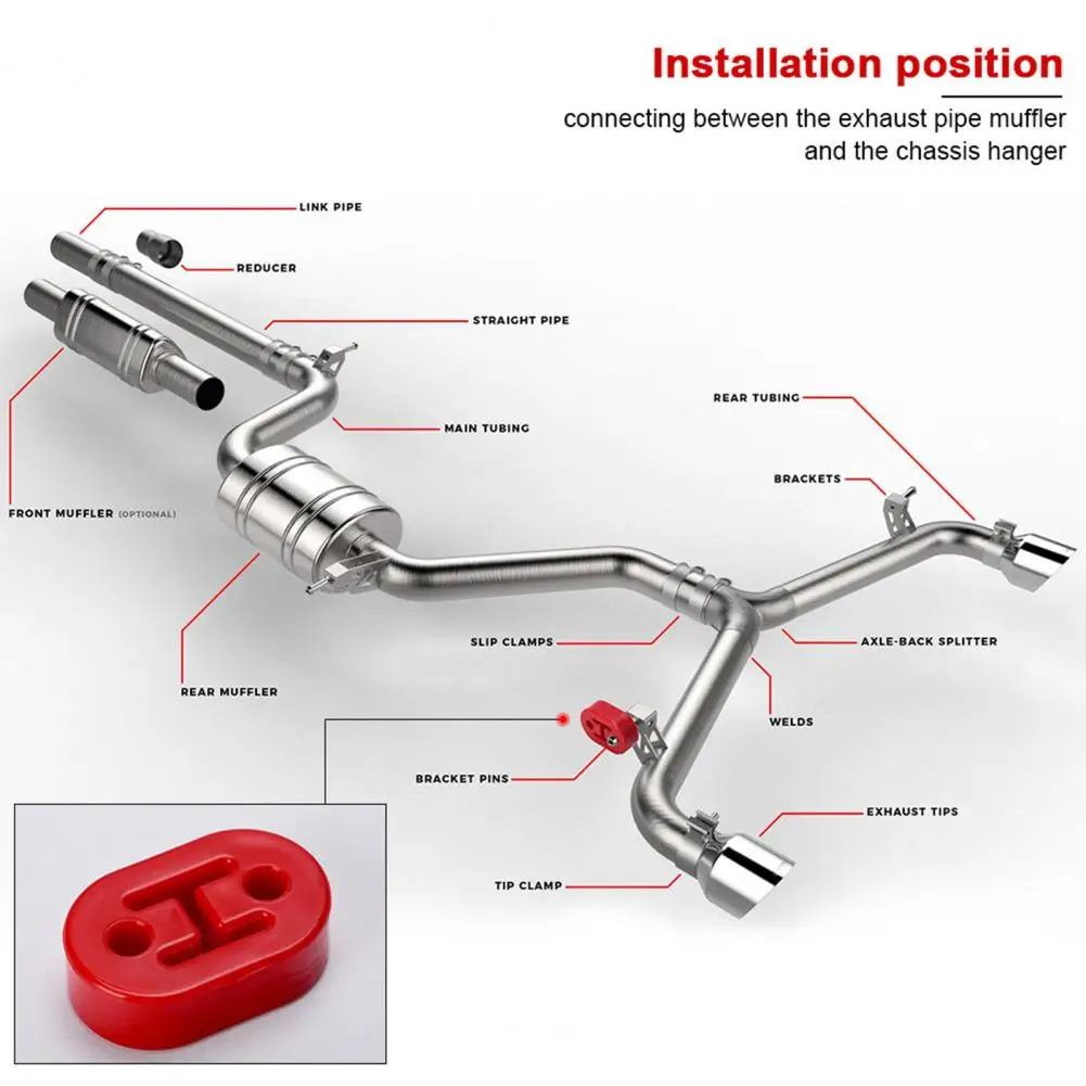 

Universal 2 Holes Diameter 11mm Car Polyurethane Exhaust Tail Pipe Mount Brackets Hanger Insulator Red Black