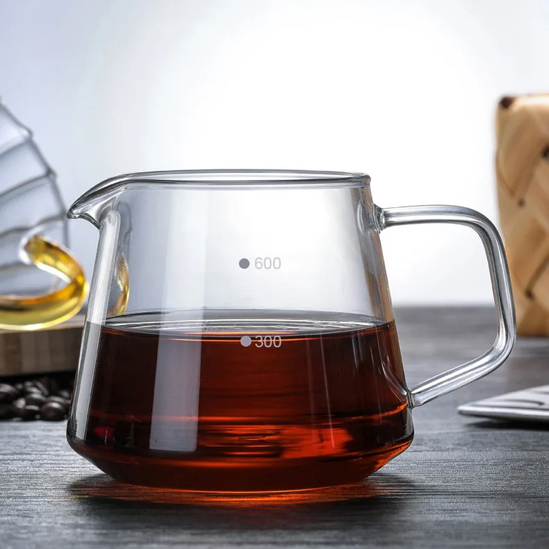 Description Picture 3 of itemGlass Pour Over Coffee Server with Dot Scale Brewed Coffee Sharing Pot 300ml 600ml Heat Resistant Hand Made Drip Coffee Pot