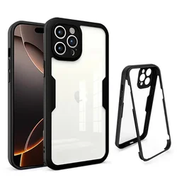 Premium 360 Full Cover Screen Protector Phone Case - iPhone 15 Plus (Black)