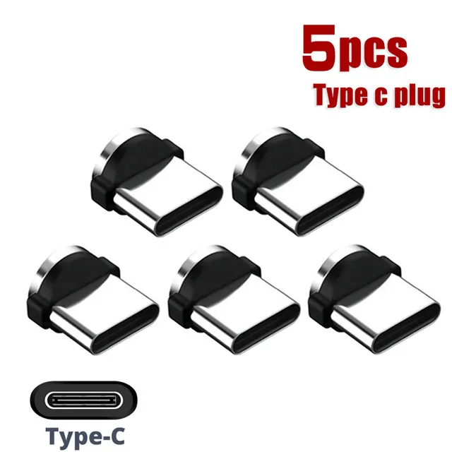 1pcs 5pcs Round Magnetic Plug Micro USB Magnetic Charger Cable Plug USB Type C Magnet Cable Adapter 360 Rotate 8 pin Cable Tips 5pcs type c plug
