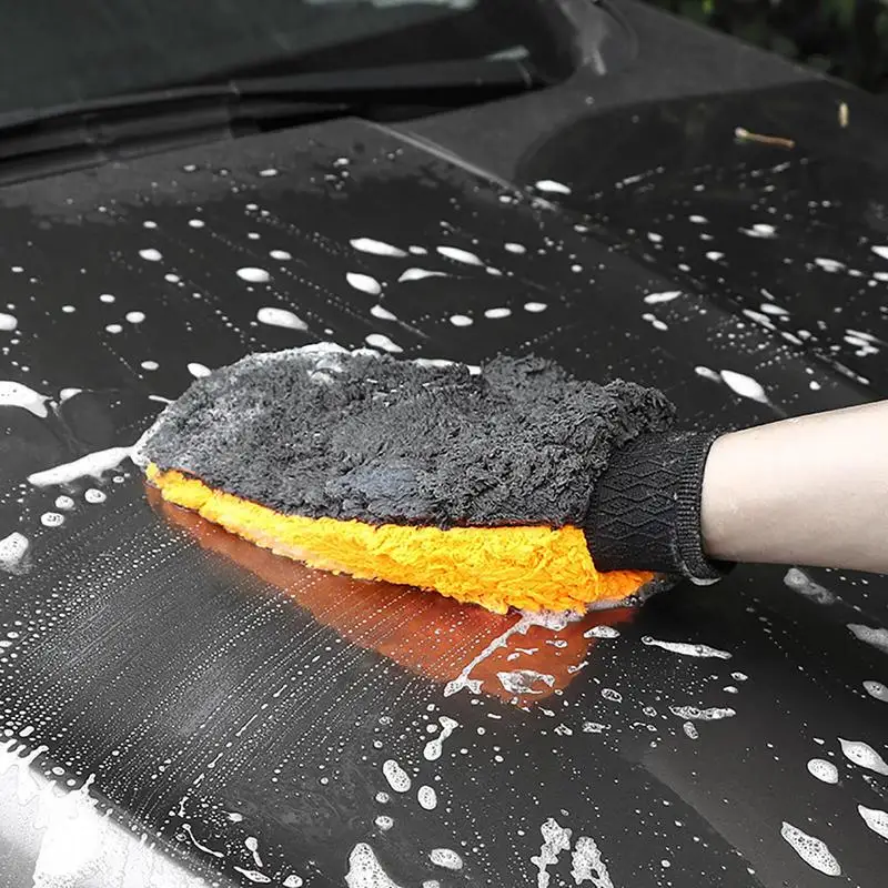 Car Wash Mitt Scratch Free Car Gloves Reusable Double-Sided Wash Mitt Strong Water Absorption Detailing Supplies microfiber car mitt car cleaning gloves microfiber cleaning gloves microfiber washing gloves microfiber gloves