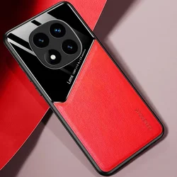 Leather Texture Case with Car Magnetic Suction Holder - Premium Cover and Protector for Redmi Note 15 5G (Red)