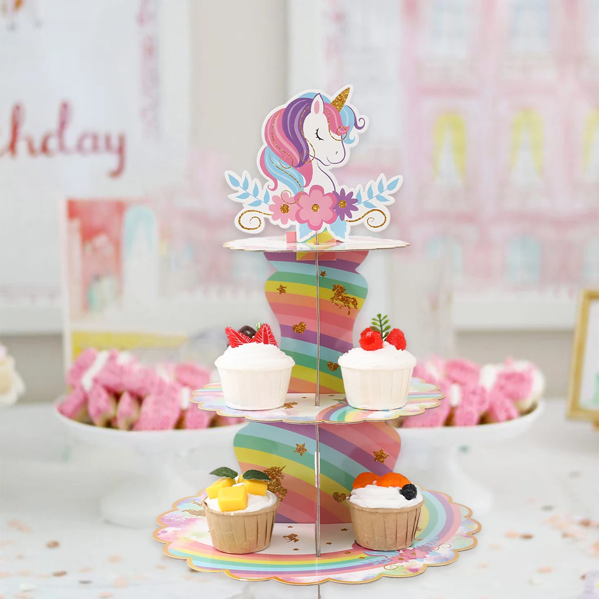 Rainbow Unicorn Birthday Party Supplies - Disposable Tableware and Decorations