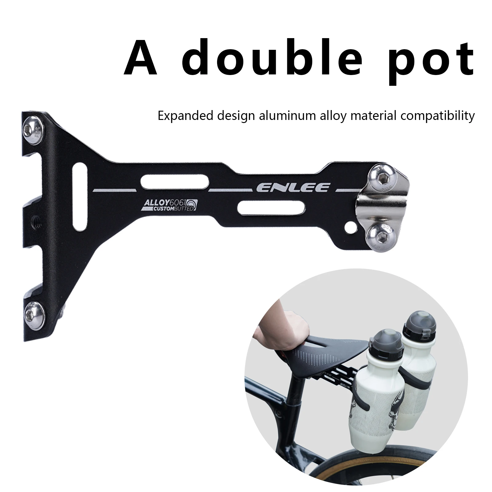 Bicycle Water Bottle Cage Bicycle Bottle Holder Water Bottle Holder Bicycle Expansion Bracket ENLEE Double Cup Bicycle Water Bottle Cage Saddle Extension Holder Cycling Kettle Brackets MTB Road Bike Accessories Parts