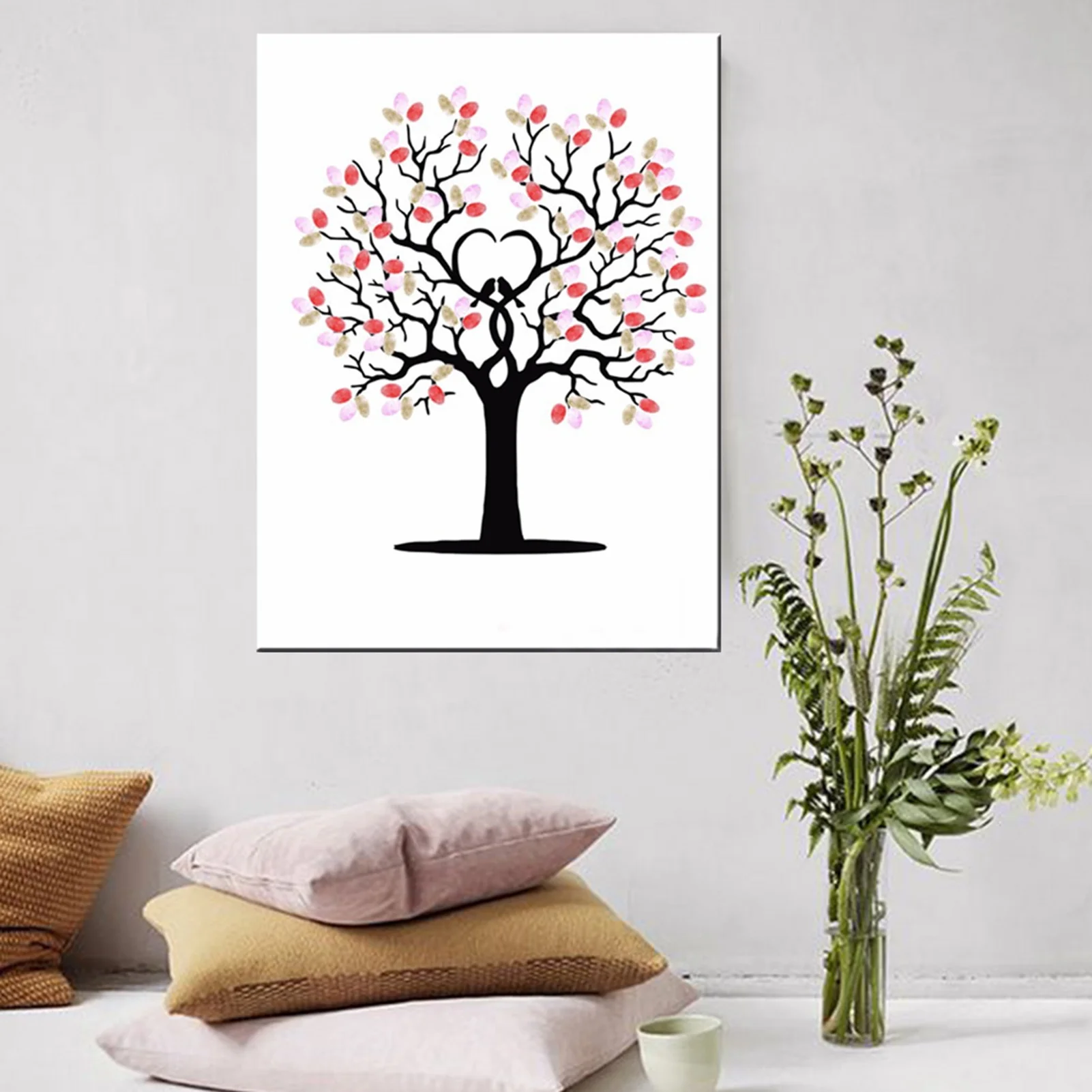 Personalize Wedding Guest Book, Gender Reveal Tree Fingerprints Guest Book, for Rustic Calligraphy Personalized Wall Art