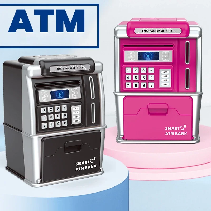 Smart Electronic ATM Piggy Bank for Boys Girls Password Lock Coin Banknote Savings Anti-Theft Banking Toy with Music Kids Gift