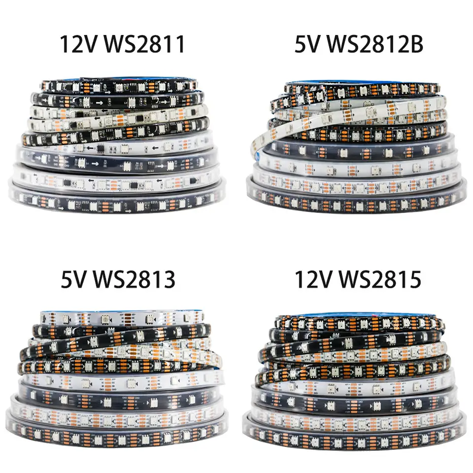WS2812B WS2811 WS2813 WS2815 5050 RGB Smart LED Strip Lights WS2812 Individually Addressable IC 30/60/144Pixels/Leds/m Tape image 1
