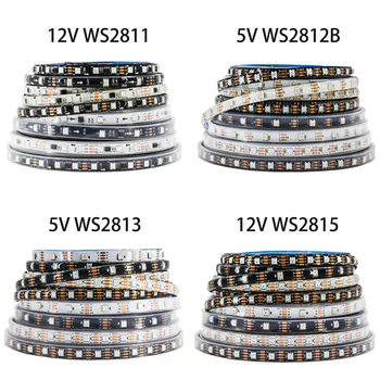 Bande lumineuse LED intelligente WS2812B WS2811 WS2813 WS2815 5050 RGB, adressable individuellement IC 30/60/144Pixels/Led/m 1