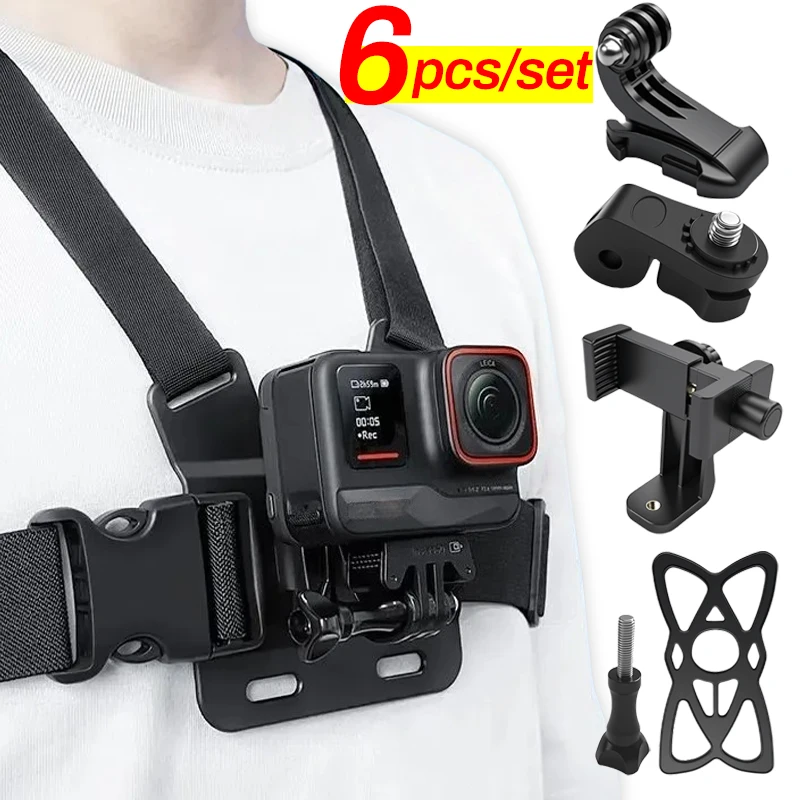 Harnais Poitrine GoPro Accessoires Lot 6 Pièces Sangle Élastique