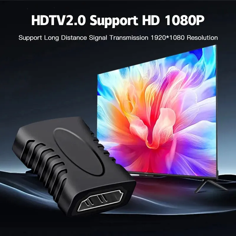 4K HDTV Extender Female To Female Converter 1-6PCS HD 1080 Extension Cable Cord Adapter For Monitor Display Laptop