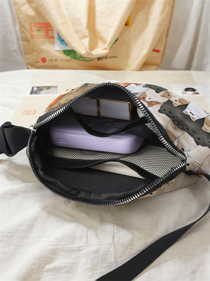 1pc,cat family fashionable adjustable crossbody bag, neutral sports waist bag, suitable for running