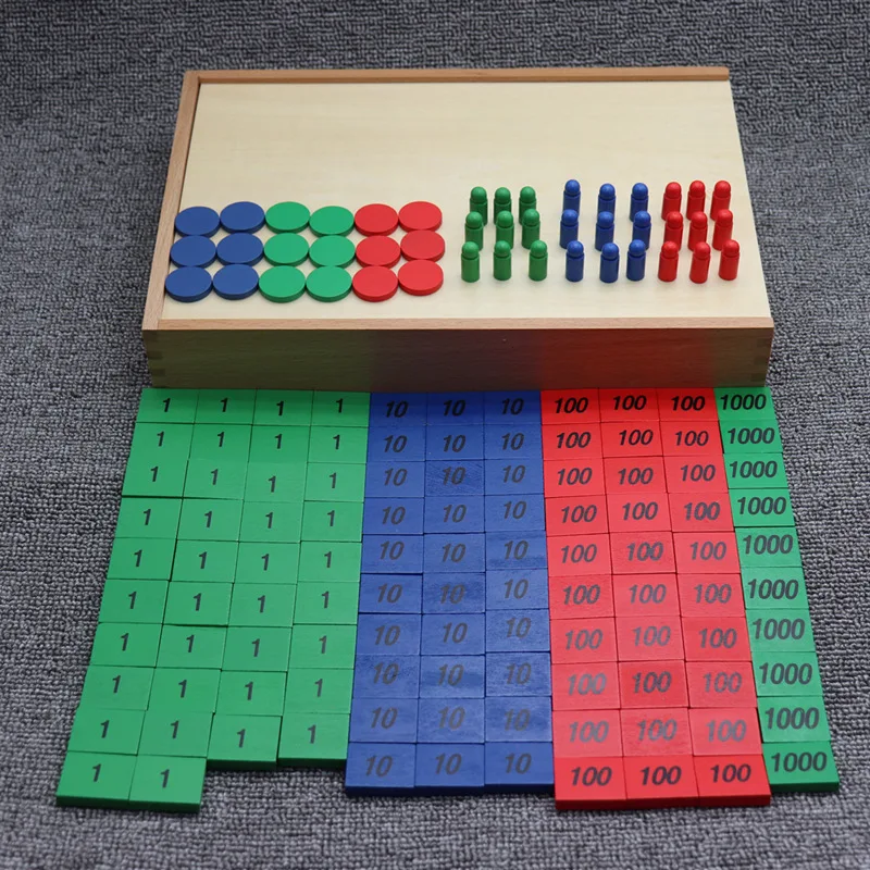 Juego De Sellos De Madera Para Aprender Matemáticas - Para Niños De 3 Años En Adelante, Con Números Y Colores