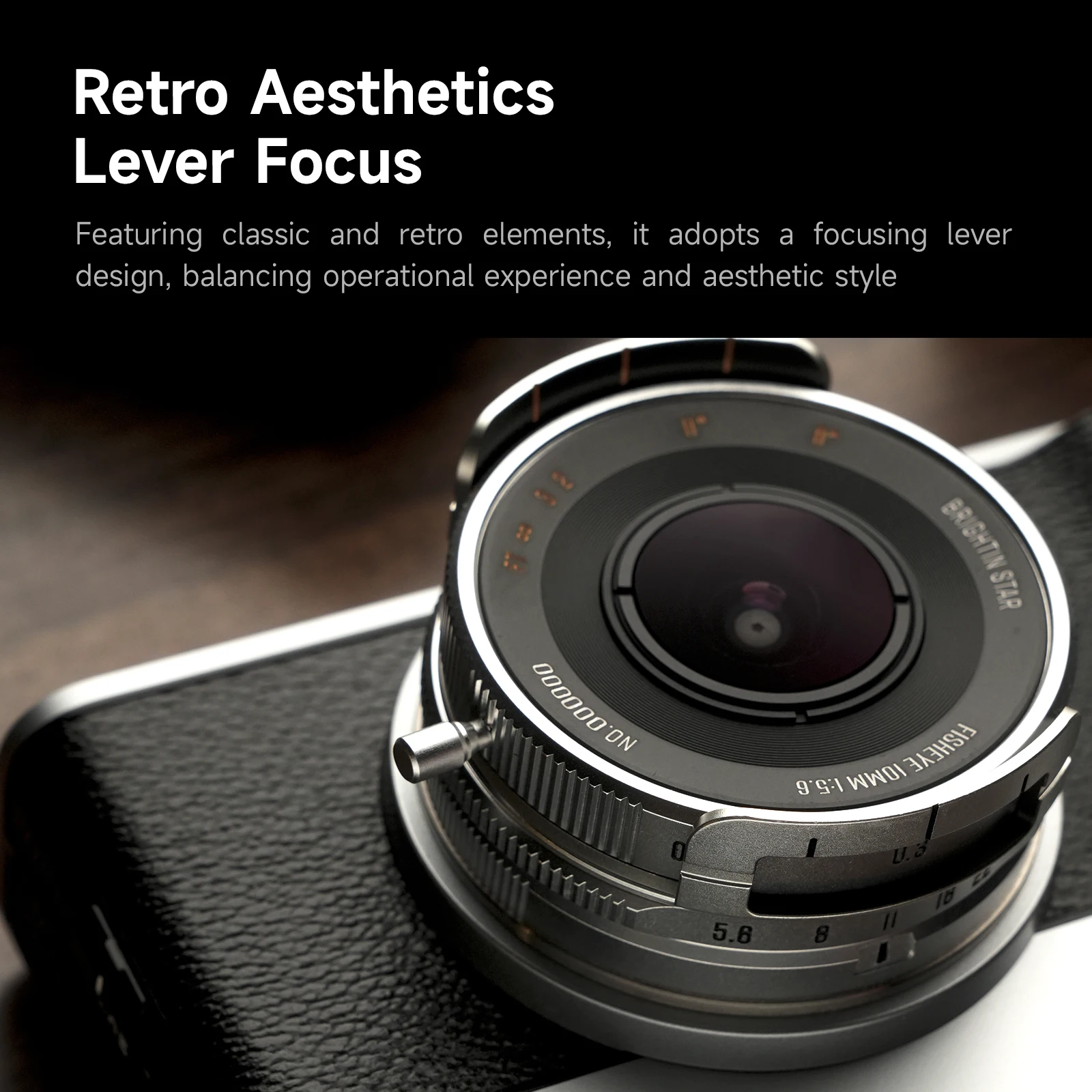 브라이트인 스타 10mm F5.6 프로 APS-C 어안렌즈 175 °   울트라 와이드 수동 초점 렌즈 (후지 XF 실버,  E, 니콘 Z, 캐논 EF-M, M43 호환)