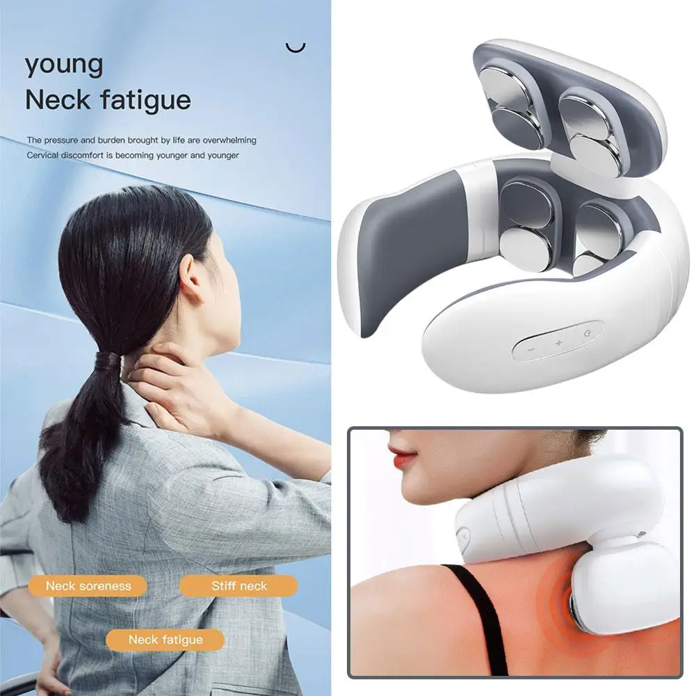 

Cervical Massager Neck Shoulder TENS Pulse Massage 8 Compress Heating Relieve Machine Pain Heads Muscle Relax Hot R0R4