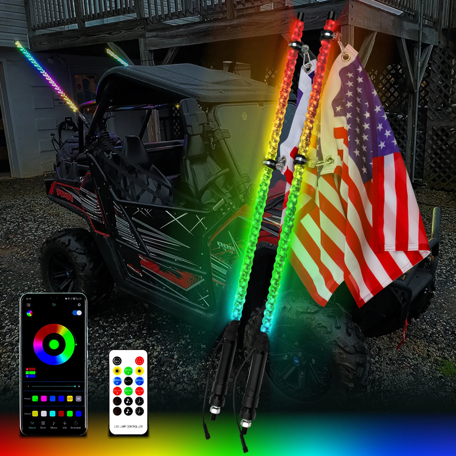 Polaris Lock & Ride RZR - Bandiera Con Asta In Fibra Di Vetro E Supporto, Rossa, Per Fuoristrada