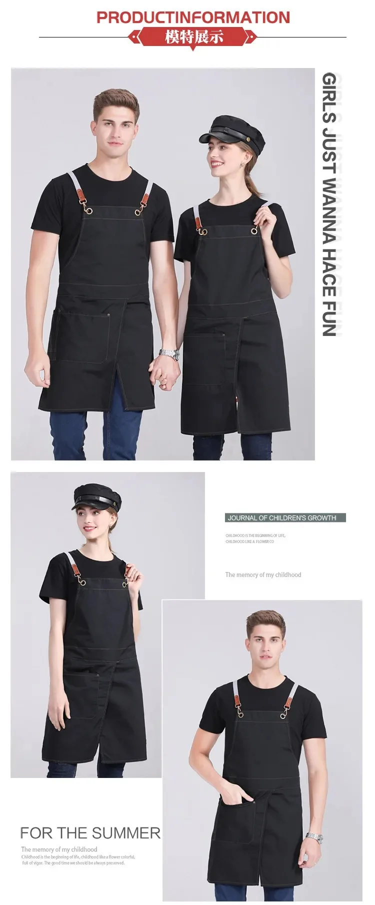 Benutzerdefinierte Stickerei Druck Logo Männer Frauen Küche Chef Backen Taschen Erwachsene Restaurant Uniform Overol Nägel Wasserdichte Schürze – Detail 4