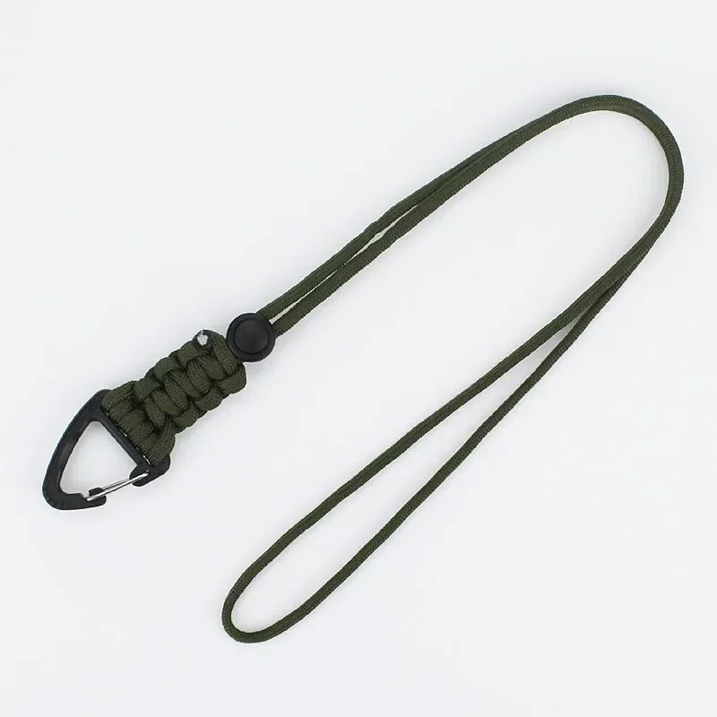 Versatile Paracord Lanyard Keychain with Triangle Carabiner & Braided Strap - Anti-Loss Wrist Rope