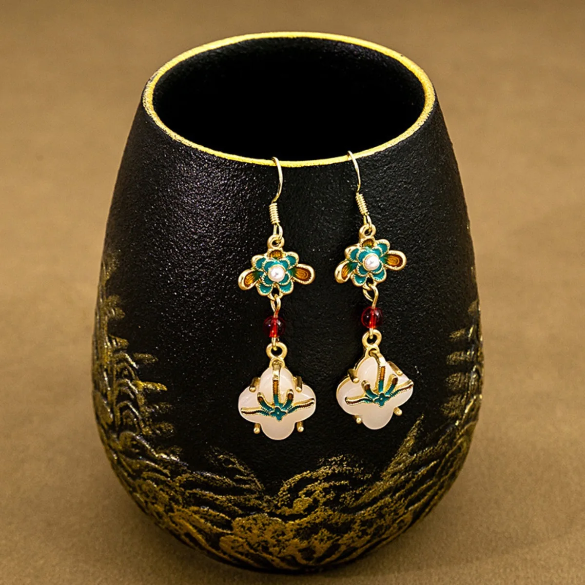 New Chinese Fashion Jade Earrings for Women Vintage Style Butterfly Tassel Water Drop Shaped Luxury Jewelry Hanfu Accessories 5