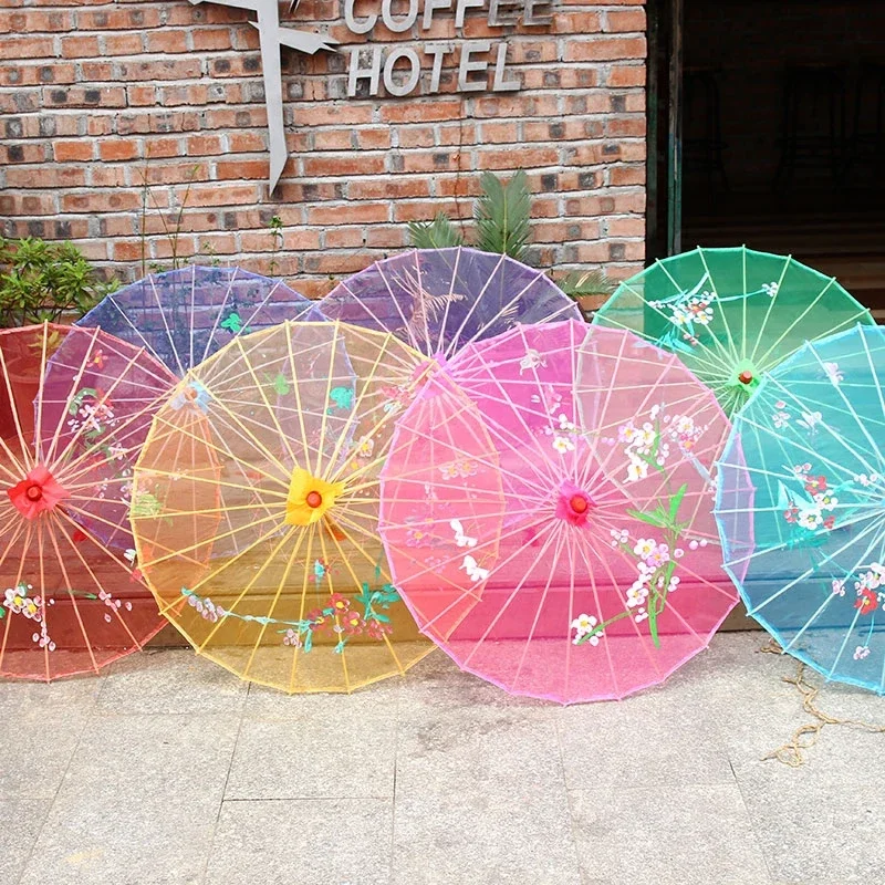 1pc Chinese Oil Paper Umbrella Stage Dance Prop Umbrella Garden Market Decoration Children's Performance Props Craft Supplies
