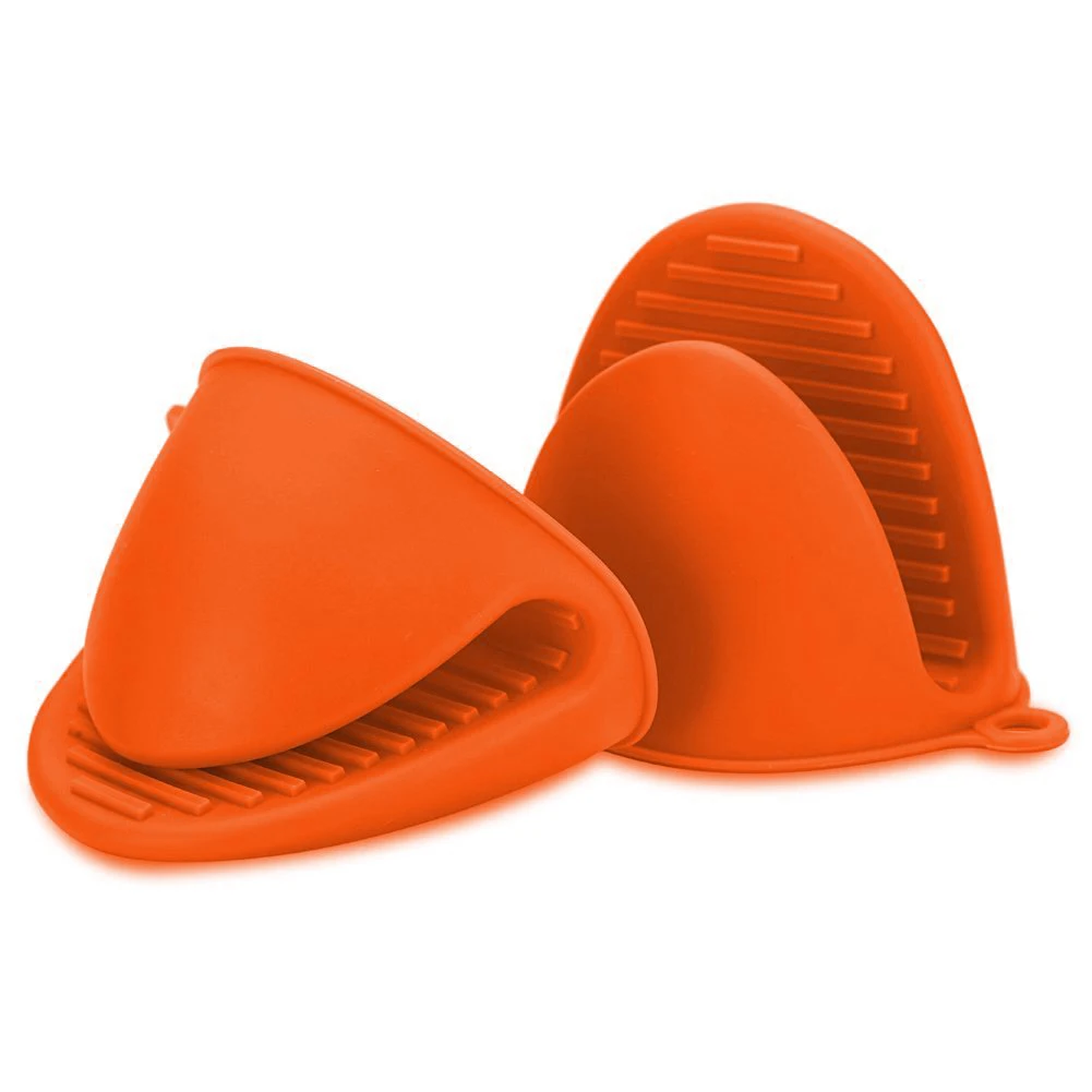 

2x Oven Mini Mitts Silicone Heat Resistant Anti-scald Gloves for Cooking, Pot Holder and potholders Orange