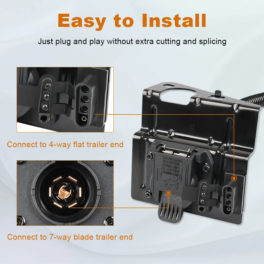 7-Way Trailer Wiring Harness Adapter For 1999-2024 Ford F-150, F-250, F-350 - Plugs Into USCAR