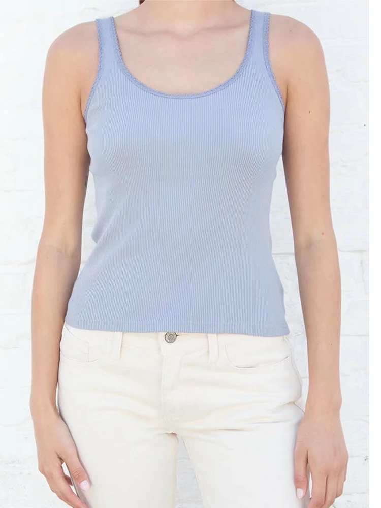 

Майка женская однотонная в рубчик, милый облегающий хлопковый топ в стиле Харадзюку, без рукавов, пикантная винтажная уличная одежда, Y2k, лето 2022