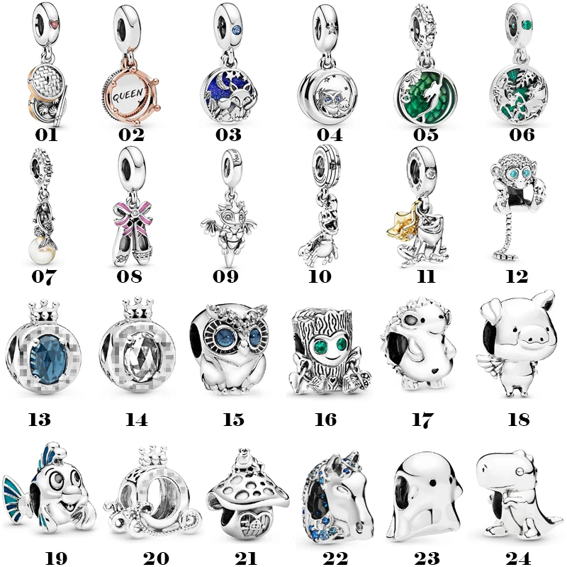 

925 Silver Crown Owl Tree Man Mermaid Ballet Shoes Beads Hanging Pieces Suitable for Bracelets, Bracelets, Jewelry Gifts