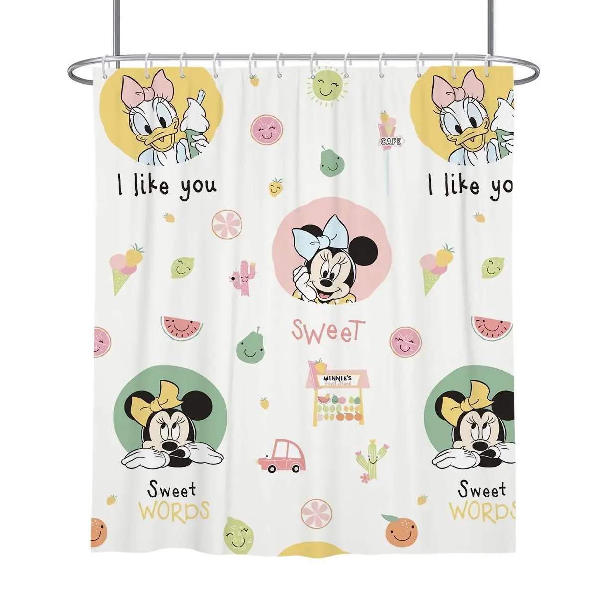 Mickey Mouse Shower Curtains Waterproof Bath Curtains for Bathroom Anime Cartoon Print Polyester  Bathing Cover with 12 Hooks