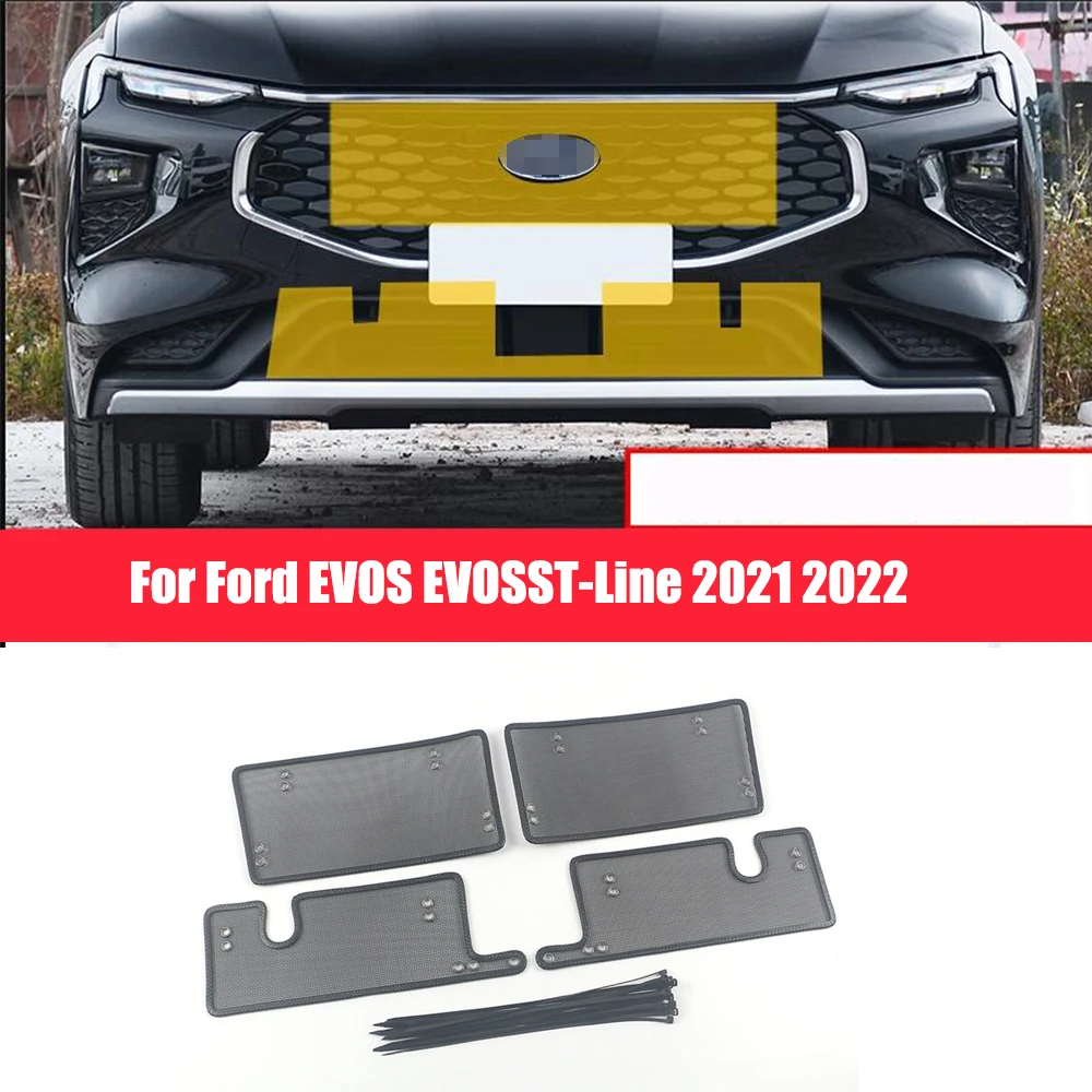 

For Ford EVOS EVOSST-Line 2021 2022 Stainless Car Middle Net Insect Dust Proof Front Grille Insert Net Cover Trim Accessories