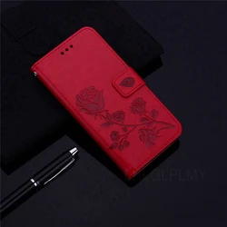 Rose Leather Wallet Flip Phone Case Cover - Moto G71 5G (Red)