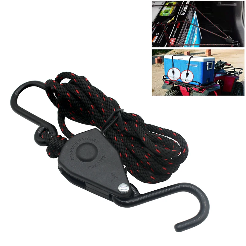Pulley Ratchets Adjustable Rope Fastener Hangers Tensioner Fixed Buckle Lights Lifting Awning Wind Rope Camping Tool 1 Set