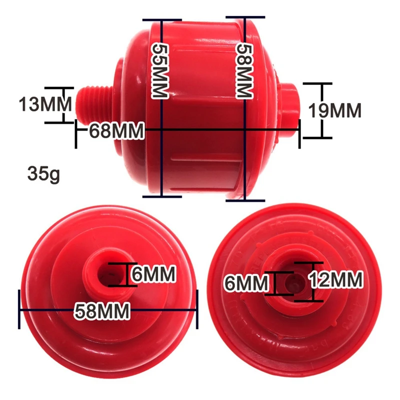 10 Piece Spray Tool Filter 58X68mm Mini Air-Water Filter Red Plastic High-Flow Tool