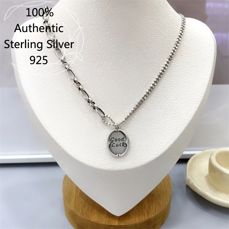 

Colgante De Plata 925 Collier Ras Le Cou Lettre Good Luck S925 Silver Pendant Chain Choker Smart Necklace Personalizado Collane