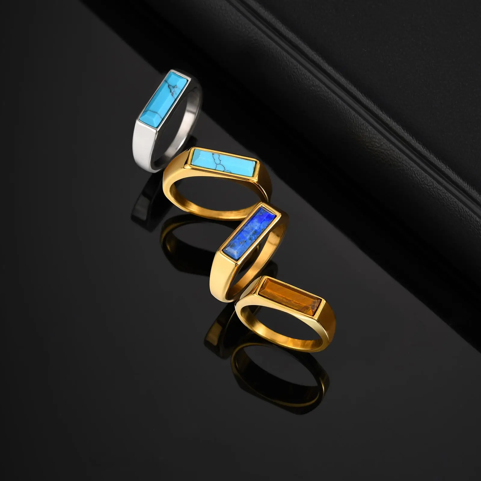 Gold Plated Stainless Steel Unisex Signet Ring