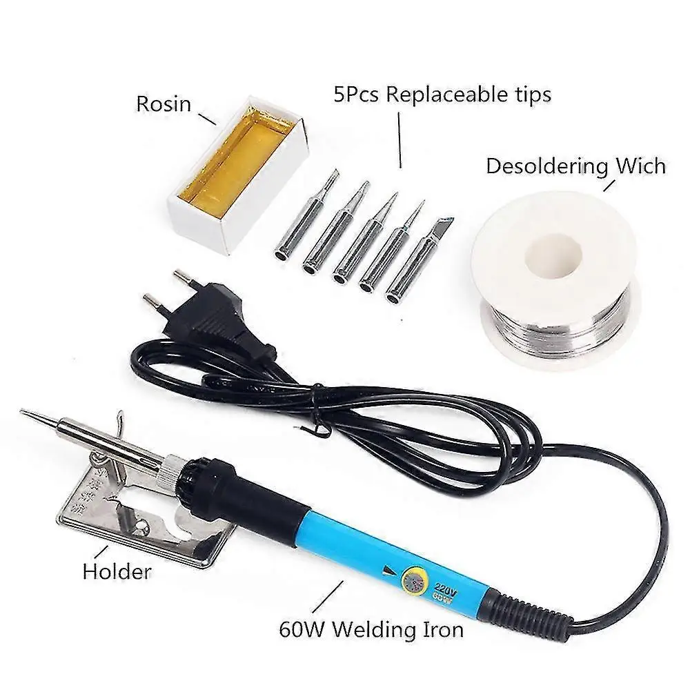 60W Electric Soldering Iron Welding Tool Kit Solder Wire Tweezers Set 220V