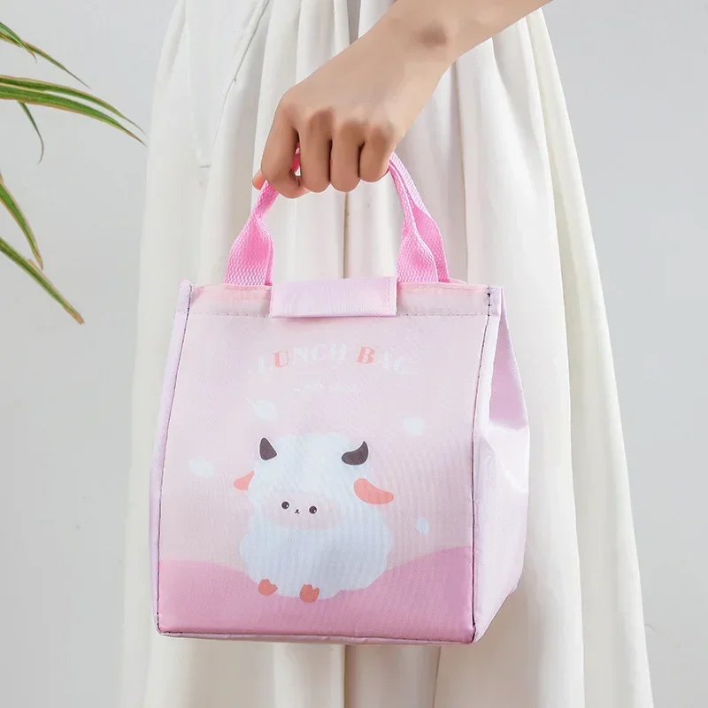 Cartoon portable insulated lunch box bag bento bag insulated cold bag Aluminum foil thickened large cloth work with rice bag 2